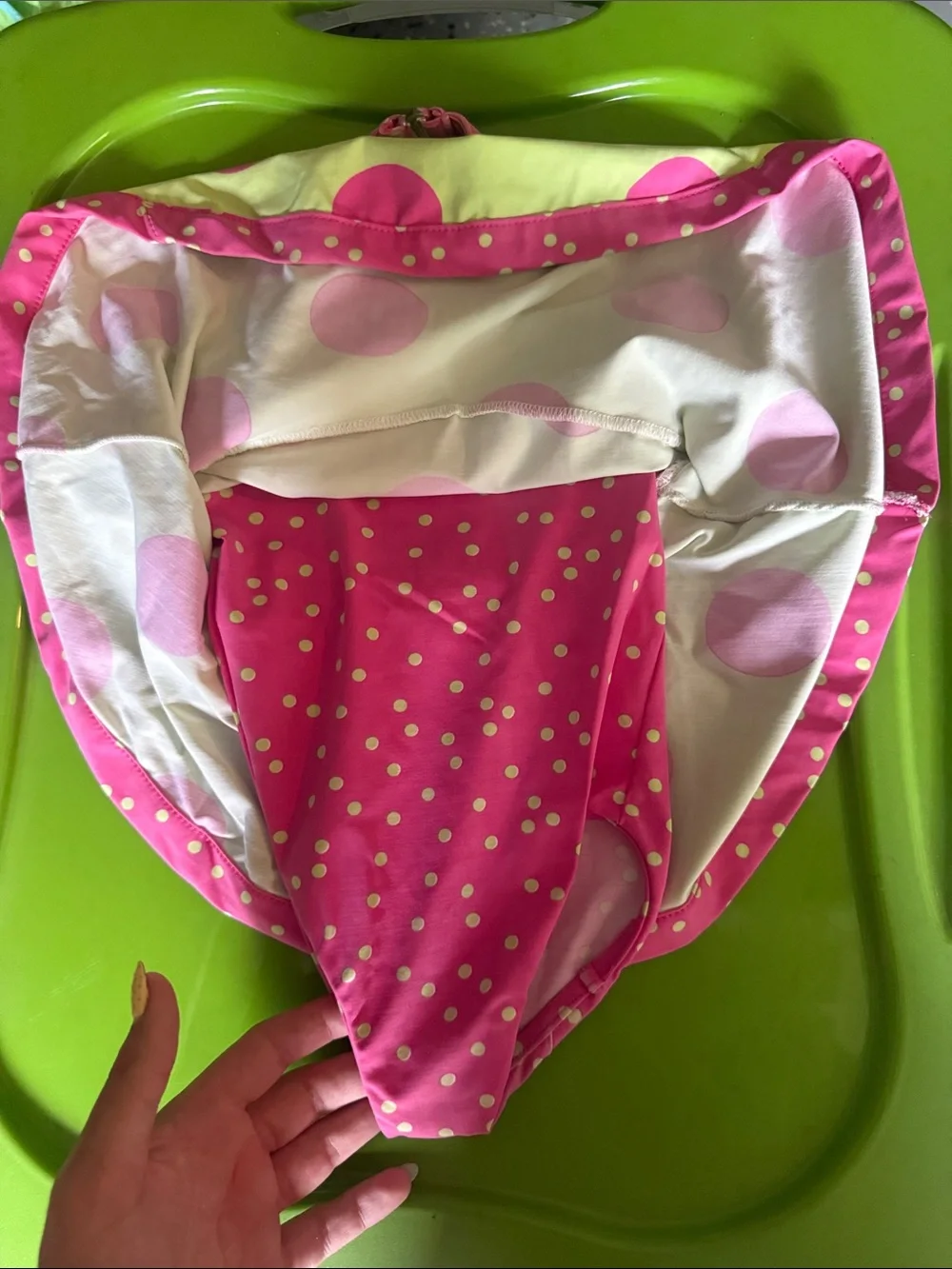Girls Pink Polka Dot Halter Swim Dress